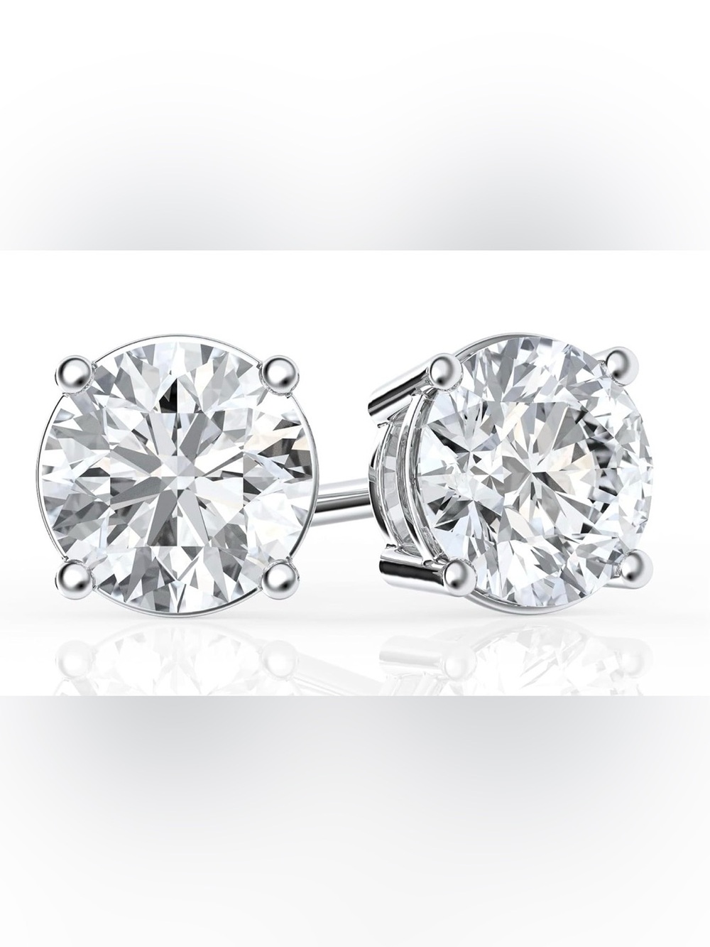 2 CT Authentic Diamond Stud Earrings 14k Solid White Gold